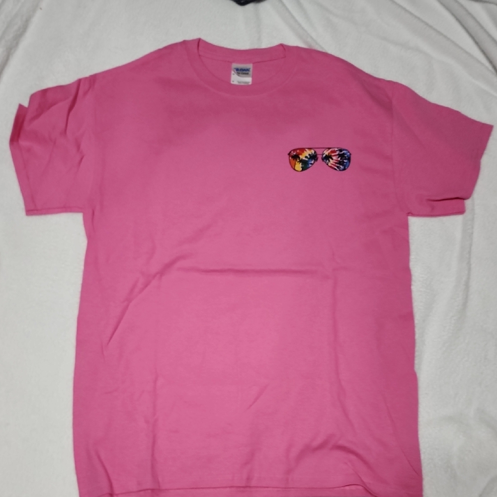 Gildan Pink Short Sleeve Tee with Sunglasses Graphic